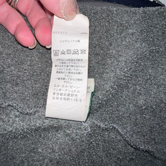 LL Bean Sweater Shirt Womens Large Gray Blue Fleece Outdoor Top Full Zip Jacket - Picture 13 of 13